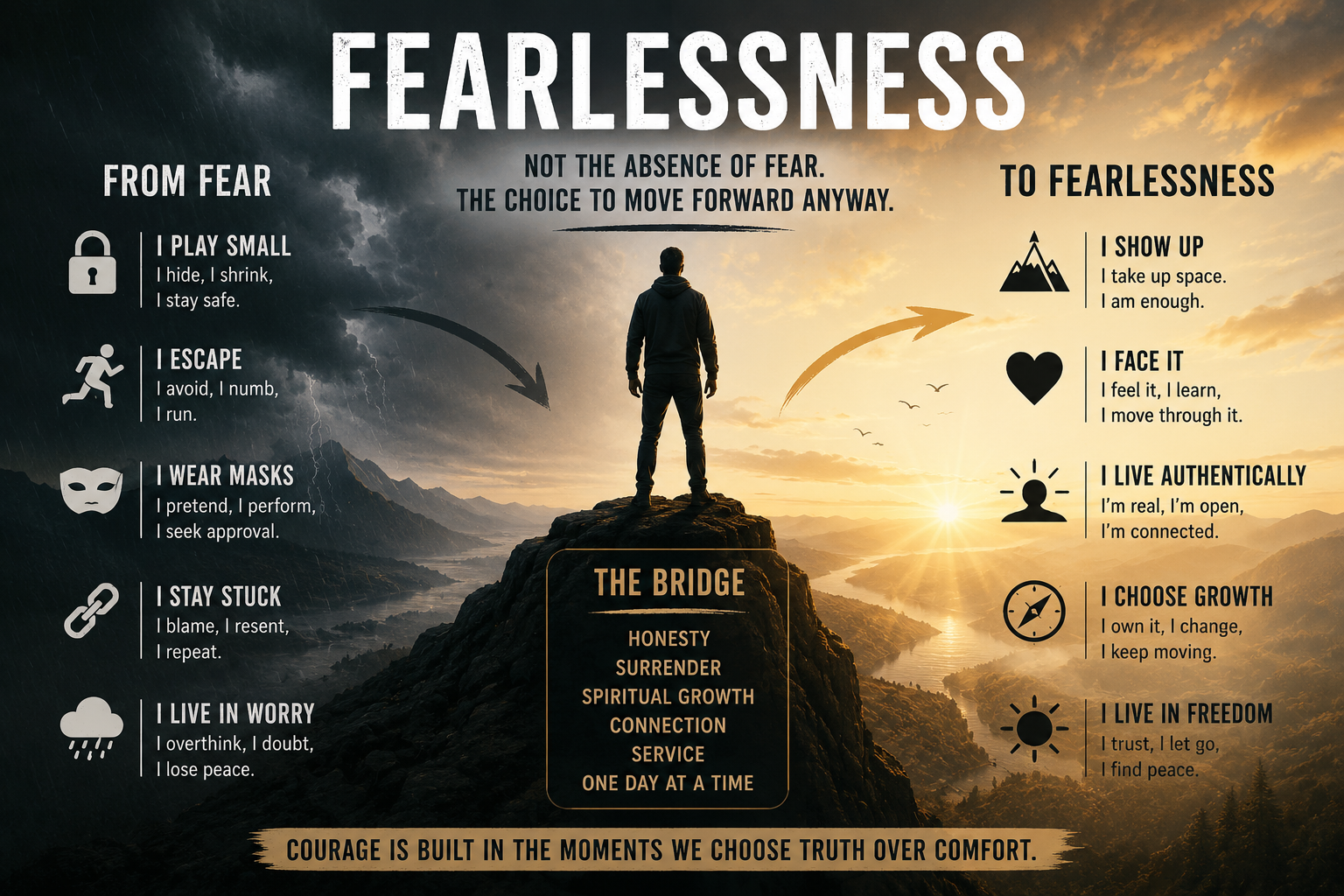 Fear to fearlessness recovery graphic